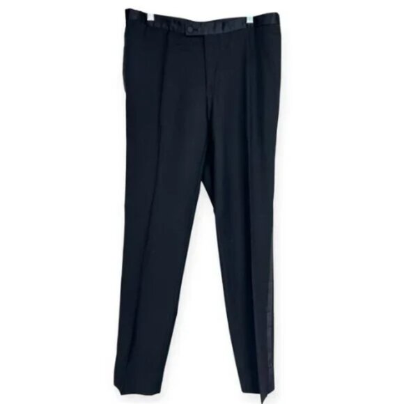 J. Lindeberg Virgin Wool Trousers Satin Trim Tuxedo Stripe Porter Fresco Tux 50 - Picture 1 of 7